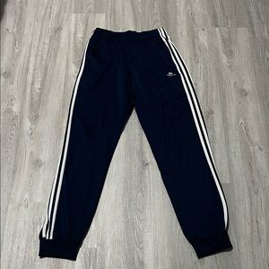 adidas Men’s Navy Tricot Tapered Track Pants Drawstring Waist & Front Pockets